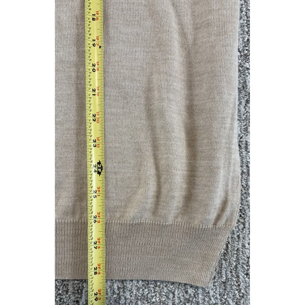 Bachrach Wool Blend Sweater Men's‎ Large Beige V-Neck Long Sleeve Italian Wool